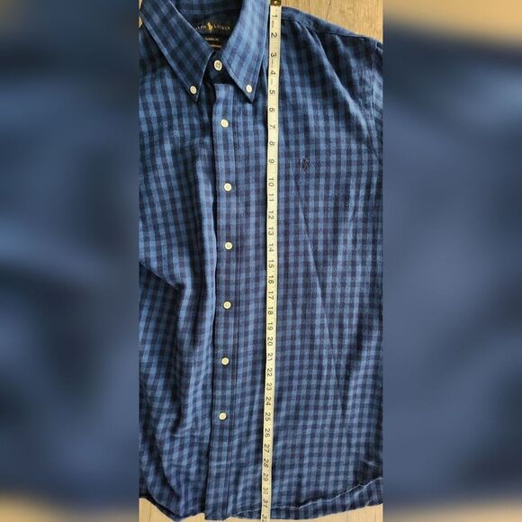RALPH LAUREN Classic Fit Performance Shirt Blue Gingham Check Men's XL - Picture 5 of 5